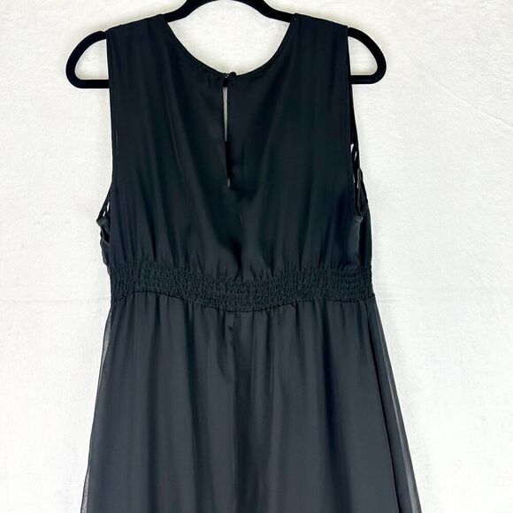 Fynn & Rose Cage Detail Sleeveless Maxi Dress Size 16 Black Chiffon - Picture 6 of 8